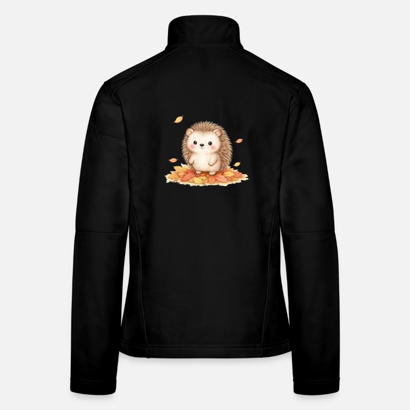 Hérisson automnal sur un monticule de feuilles Veste en tissu softshell Femme