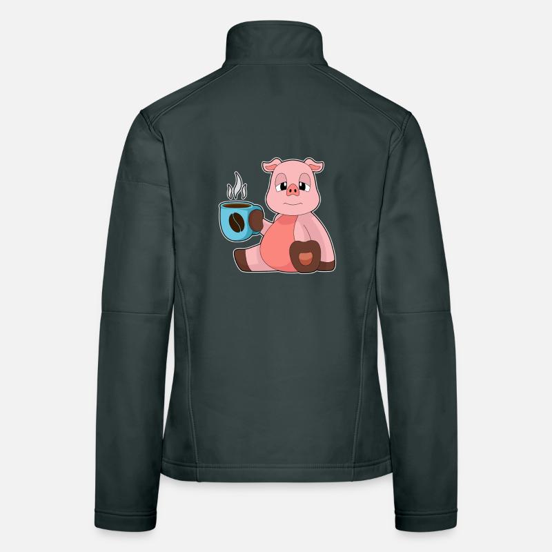 Tasse de Café Cochon Veste en tissu softshell Femme