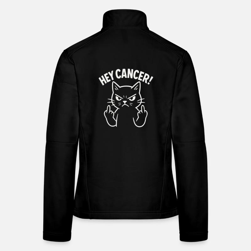 Hey Cancer Angry Cat - Women's Softshell Jacket - black