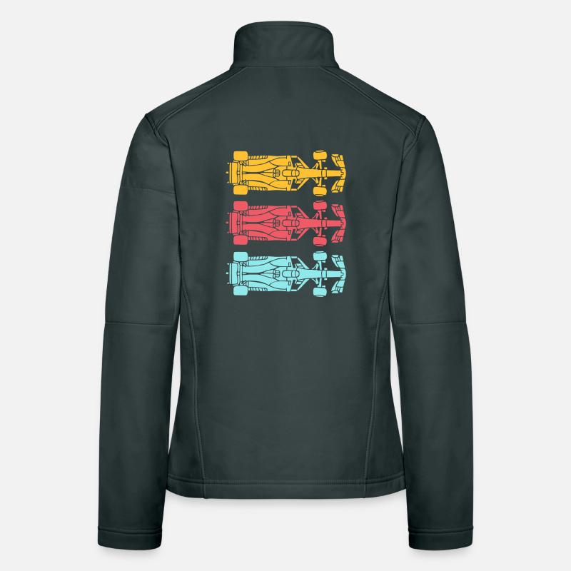 Plan de voiture de course vintage rétro Veste en tissu softshell Femme
