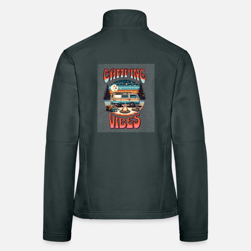 Retro Camper Vibes près du Campfire Veste en tissu softshell Femme