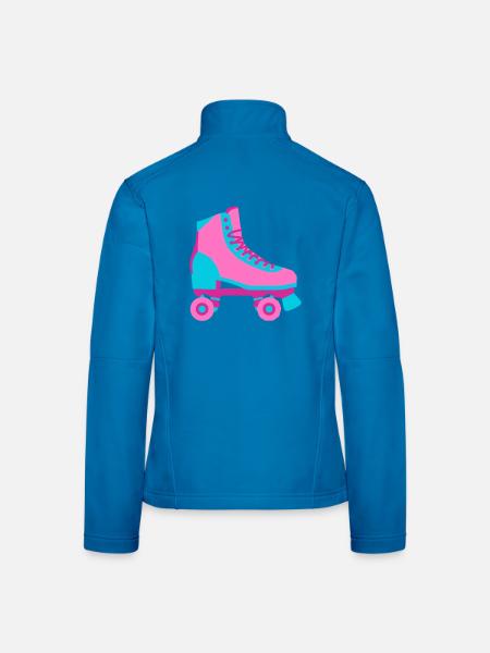 Rollschuh Rollschuhfahren Roller Derby 80er - Frauen Softshelljacke - Schwarz - Hinten