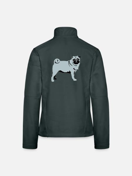 Mops - Frauen Softshelljacke - Schwarz - Hinten
