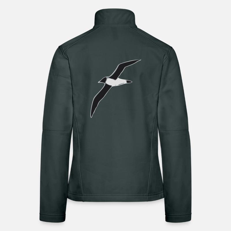 Albatros im Flug Graustufen Design Frauen Softshelljacke
