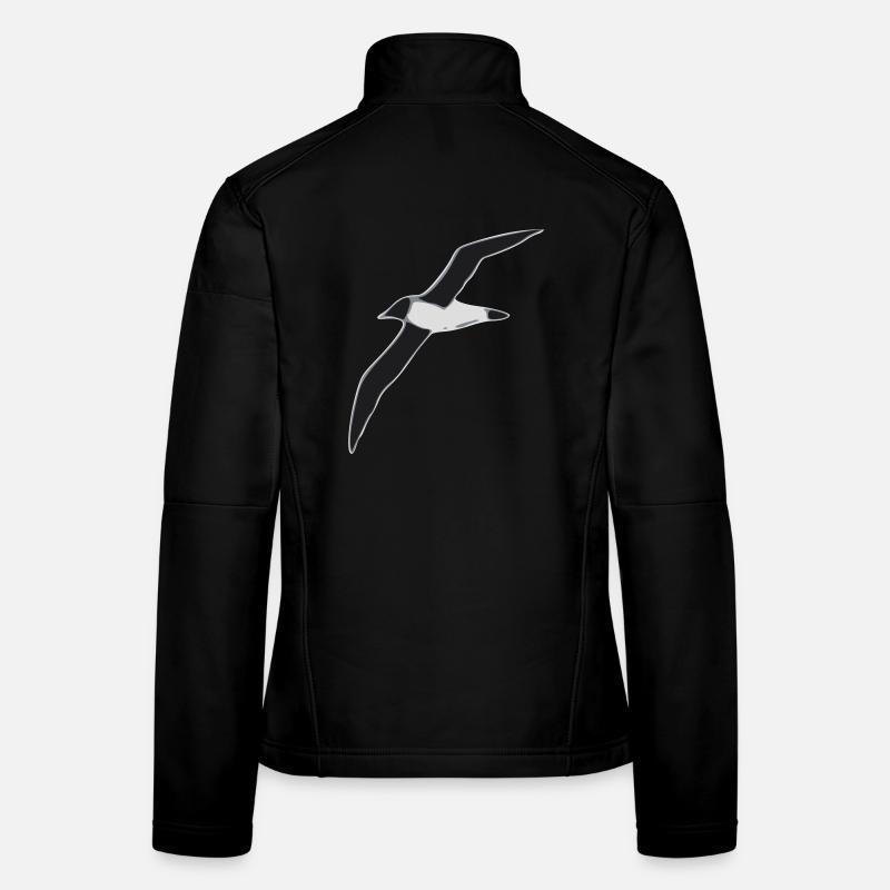 Albatros im Flug Graustufen Design Frauen Softshelljacke
