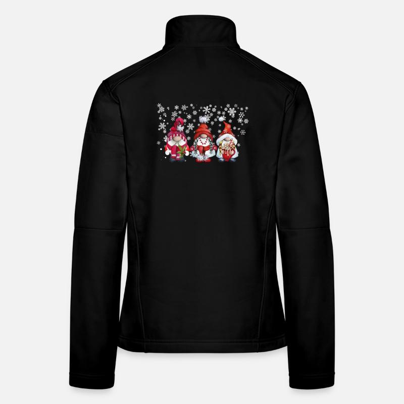 Wintergnome Trio mit Schneeflocken - Frauen Softshelljacke - Schwarz