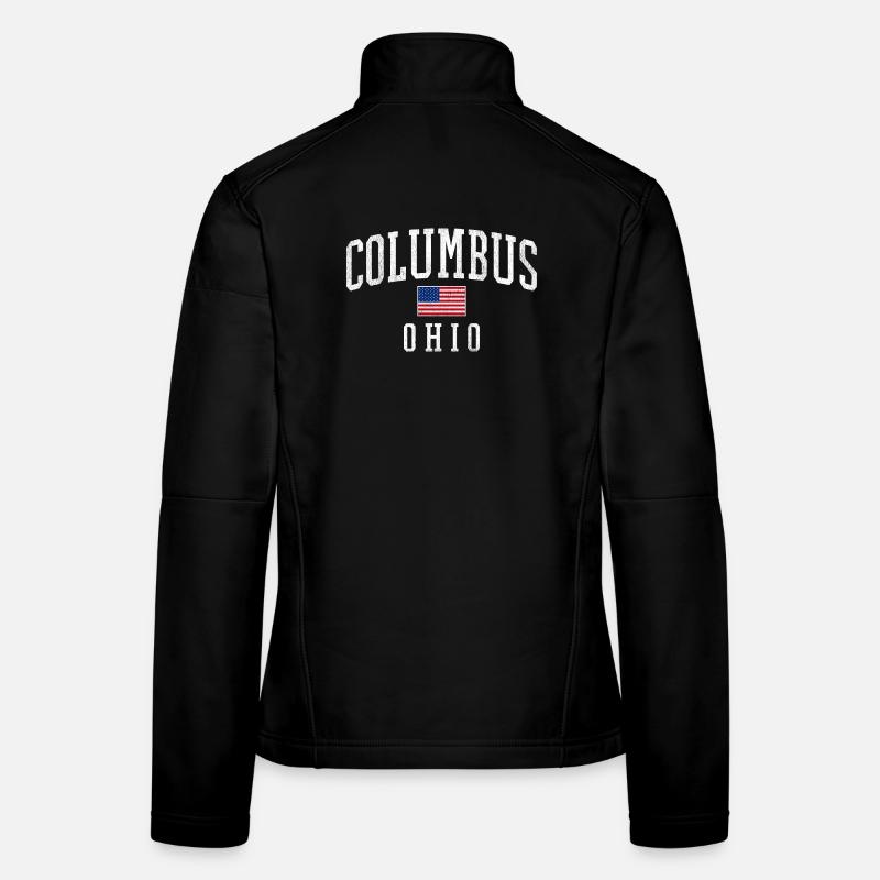 Columbus Ohio Emblem with U.S. Flag Women's Softshell Jacket
