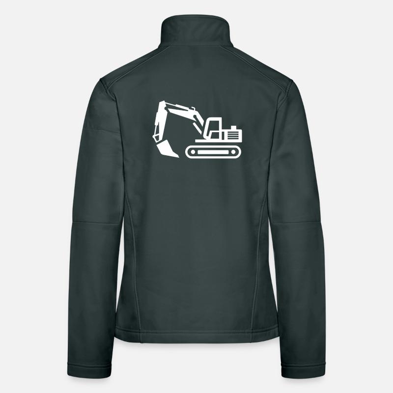 Bagger-Konturen: Silhouette eines Baugeräteführers Frauen Softshelljacke