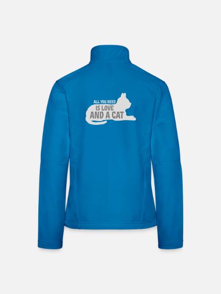 All You Need Is Love And A Cat Lustig Katze Spruch - Frauen Softshelljacke - Schwarz - Hinten