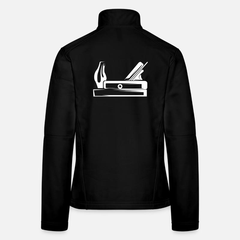 Raboteuse Outil Charpentier Charpentier Symbole Icône de logo Veste en tissu softshell Femme