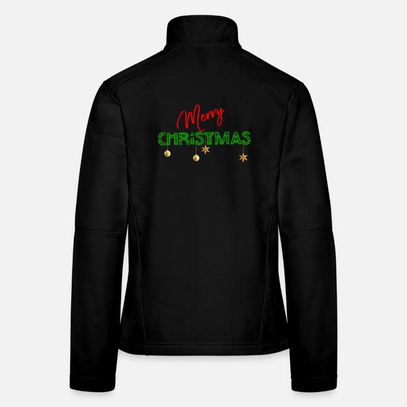Joyeux Noël : Lettres vertes texturées Veste en tissu softshell Femme