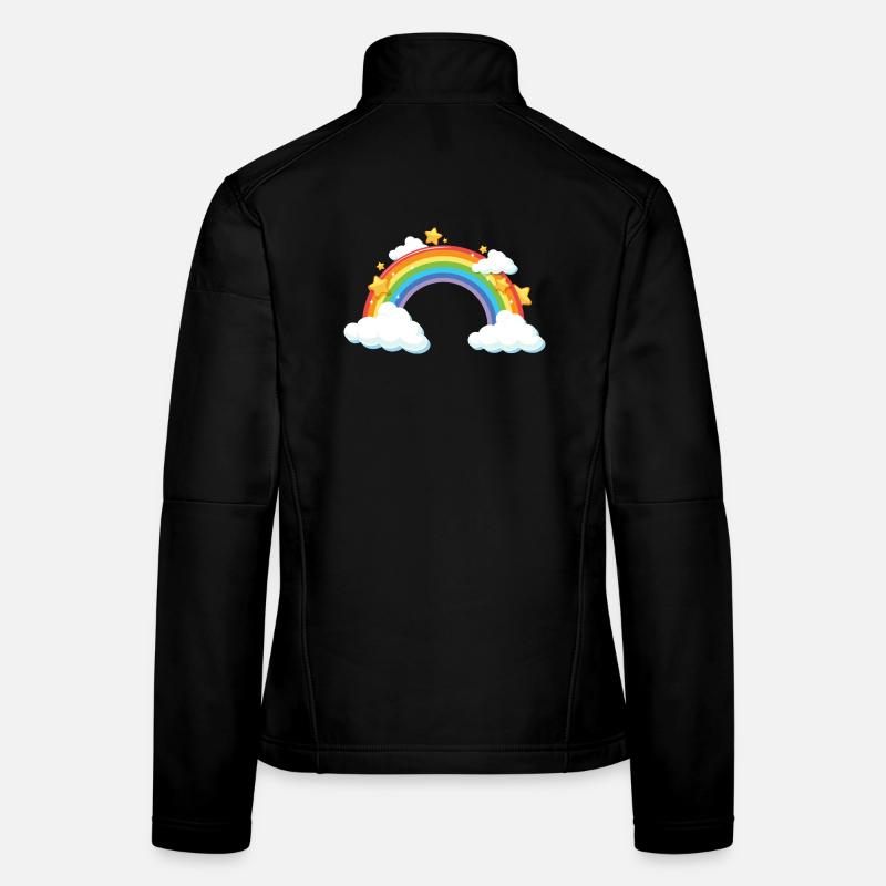 Regenbogenbogen mit Wolken und Sternen Frauen Softshelljacke