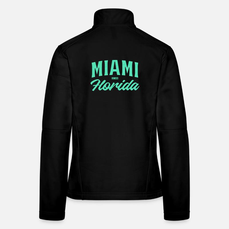 Miami Florida Teal Font Women's Softshell Jacket