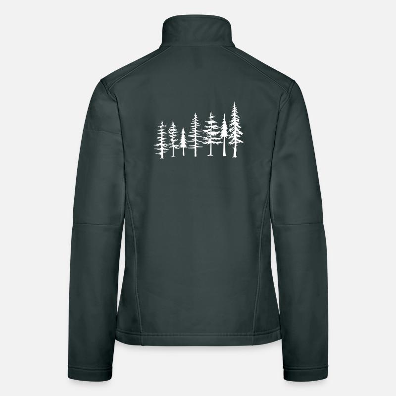 Monochrome Pine Forest Silhouette Women's Softshell Jacket