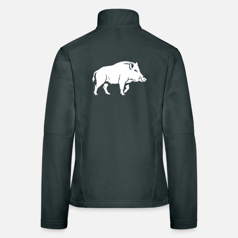 Wild Boar Silhouette Shadow Clean Vector Women's Softshell Jacket