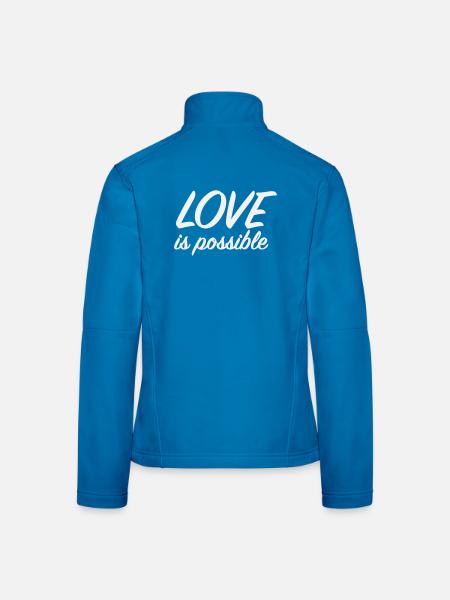Love Is Possible - Romantic Minimalist Script - Women's Softshell Jacket - black - Back
