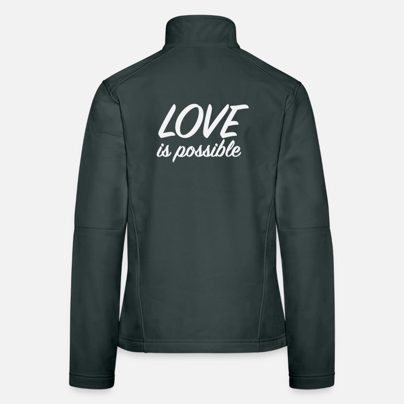 Love Is Possible - Romantic Minimalist Script Women's Softshell Jacket