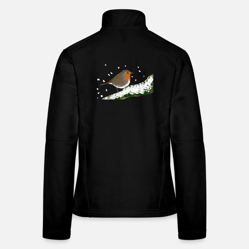 Rotkehlchen Wintermotiv Schnee Vogel Ast - Frauen Softshelljacke - Schwarz
