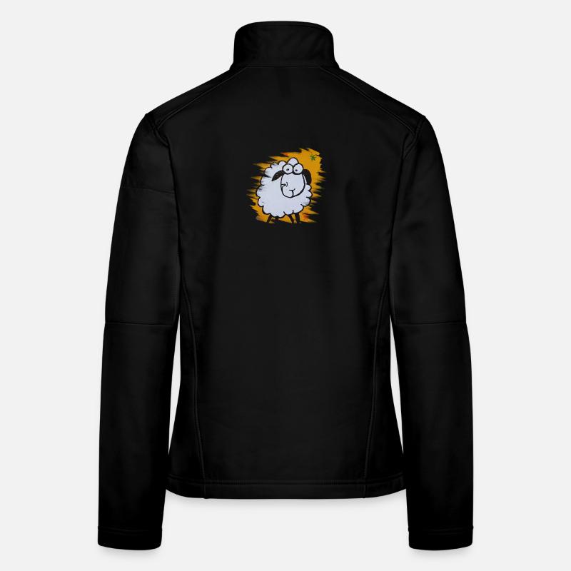 Funny sheep on orange background Women's Softshell Jacket