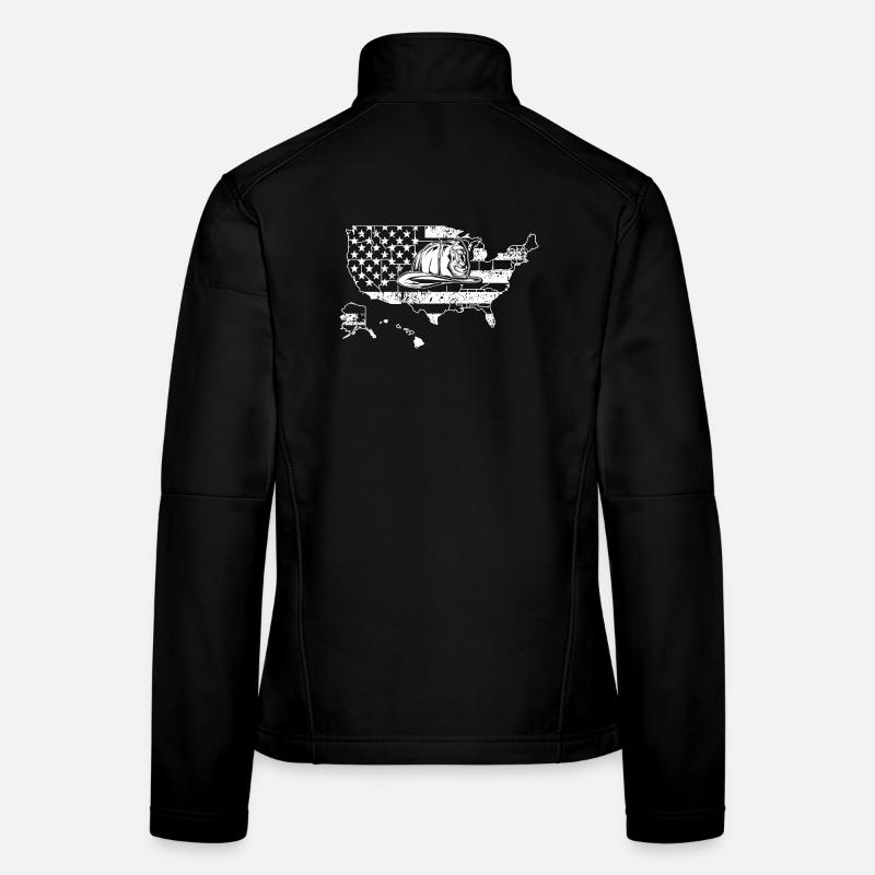Silhouette de surfeur sur le drapeau américain Veste en tissu softshell Femme
