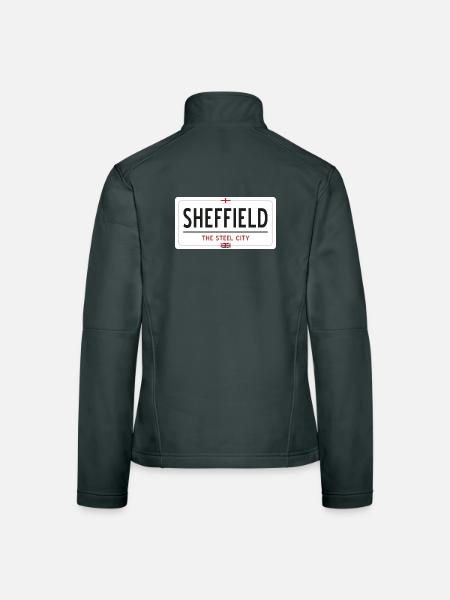 Ortsschild Sheffield - Frauen Softshelljacke - Dunkelgrau - Hinten