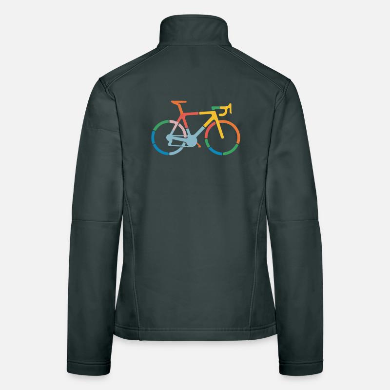 Conception d’art de ligne de vélo colorée Veste en tissu softshell Femme