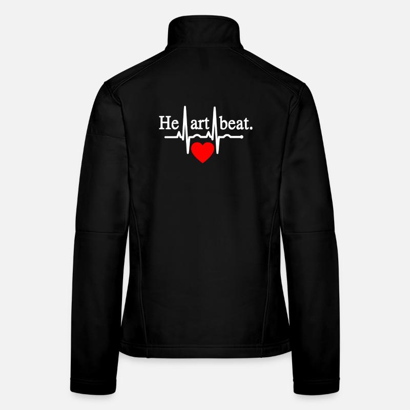 Battement de cœur - Blanc Rouge Veste en tissu softshell Femme