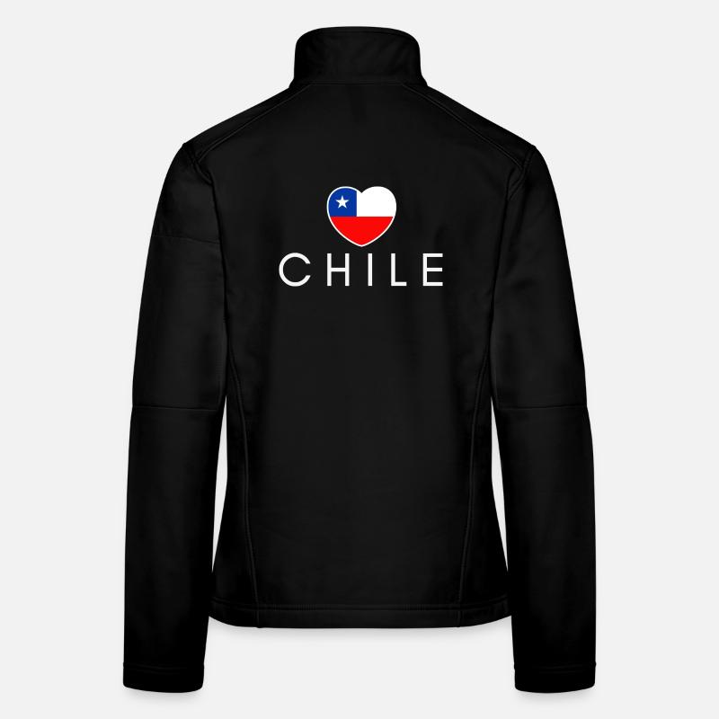 Cœur avec drapeau chilien, fierté chilienne Veste en tissu softshell Femme