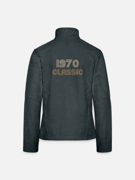 Logo rétro rayé classique des années 1970 - Veste en tissu softshell Femme - noir - Dos