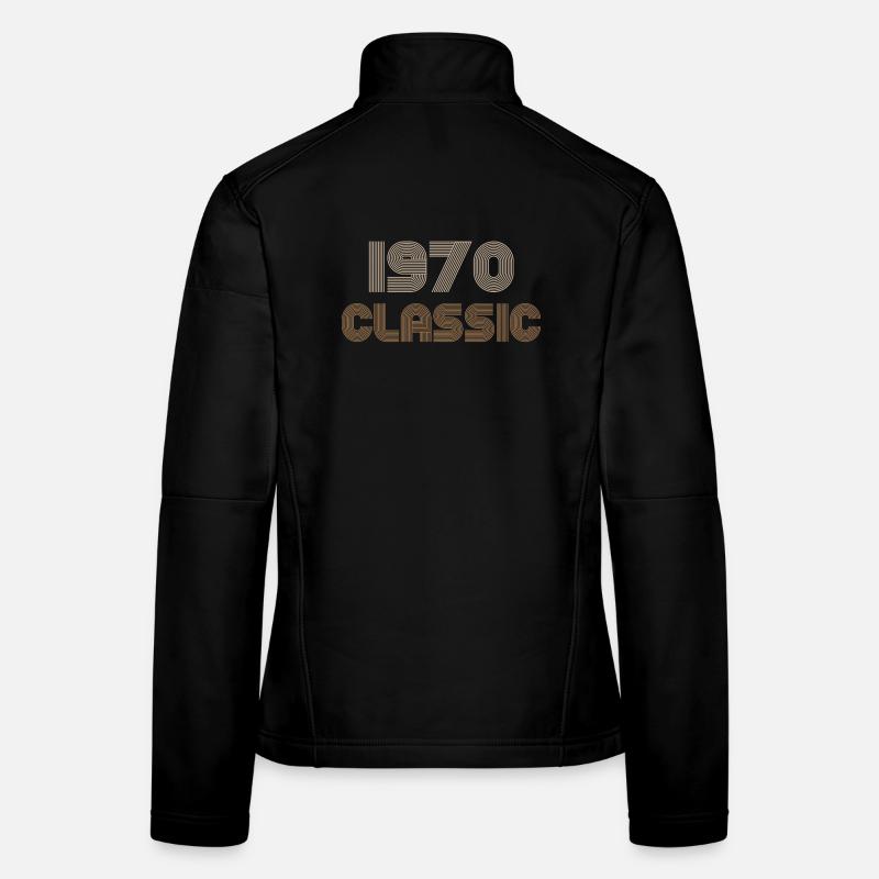 Logo rétro rayé classique des années 1970 Veste en tissu softshell Femme