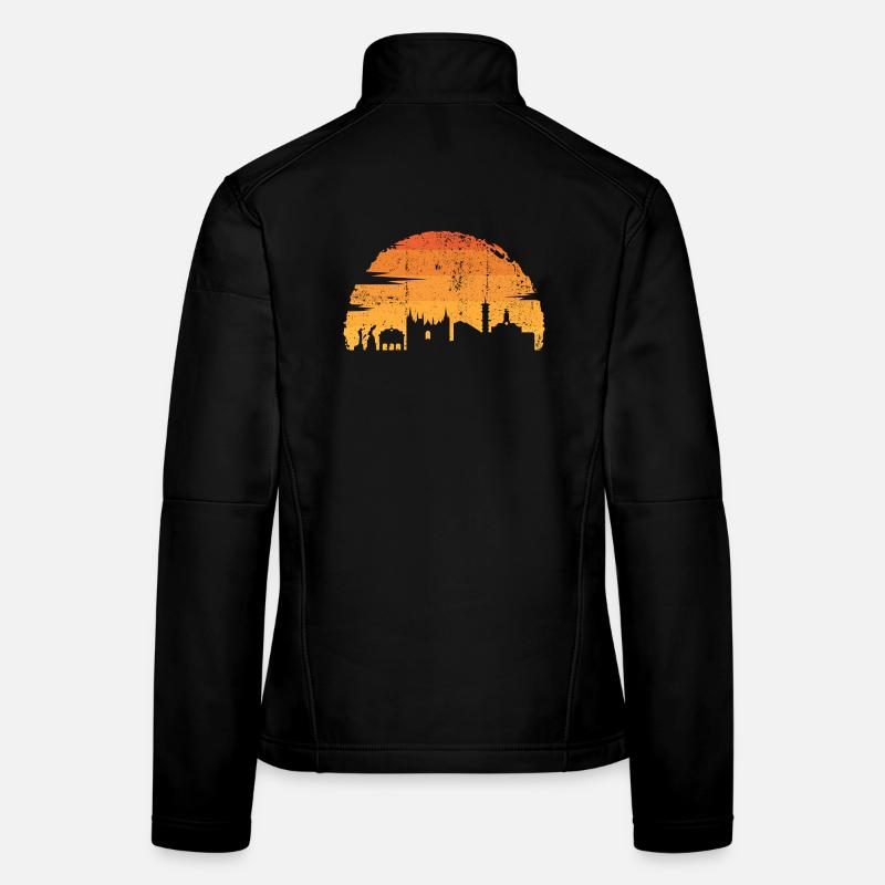 Silhouette d’horizon du coucher de soleil Veste en tissu softshell Femme