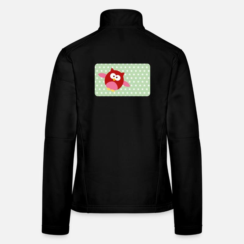 Lustige Eule mit Sternchen grün | personalisierbar - Frauen Softshelljacke - Schwarz