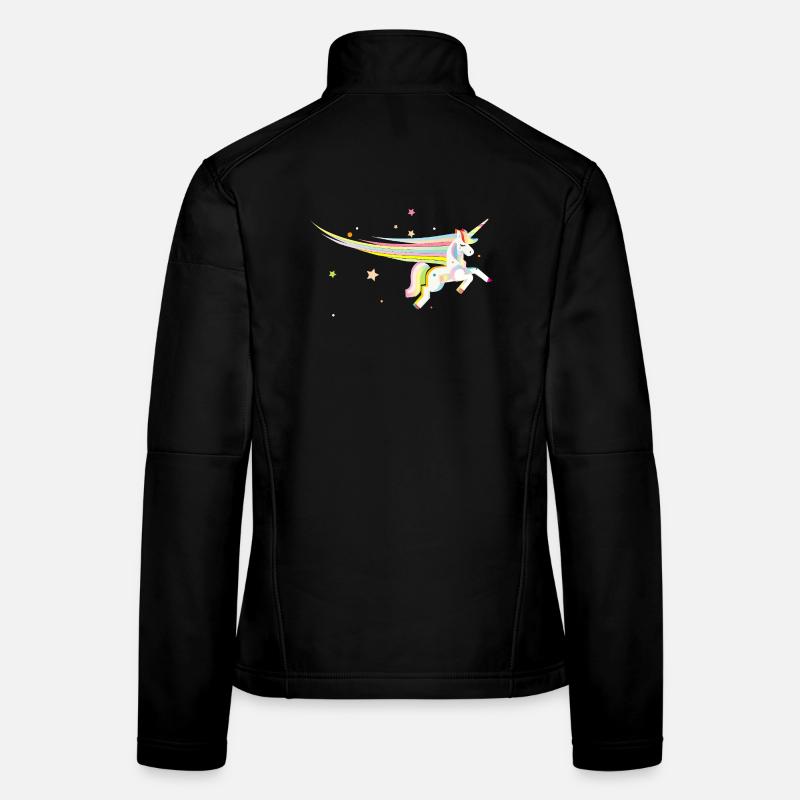 Magisches Einhorn – Farbenfrohe Illustration Frauen Softshelljacke