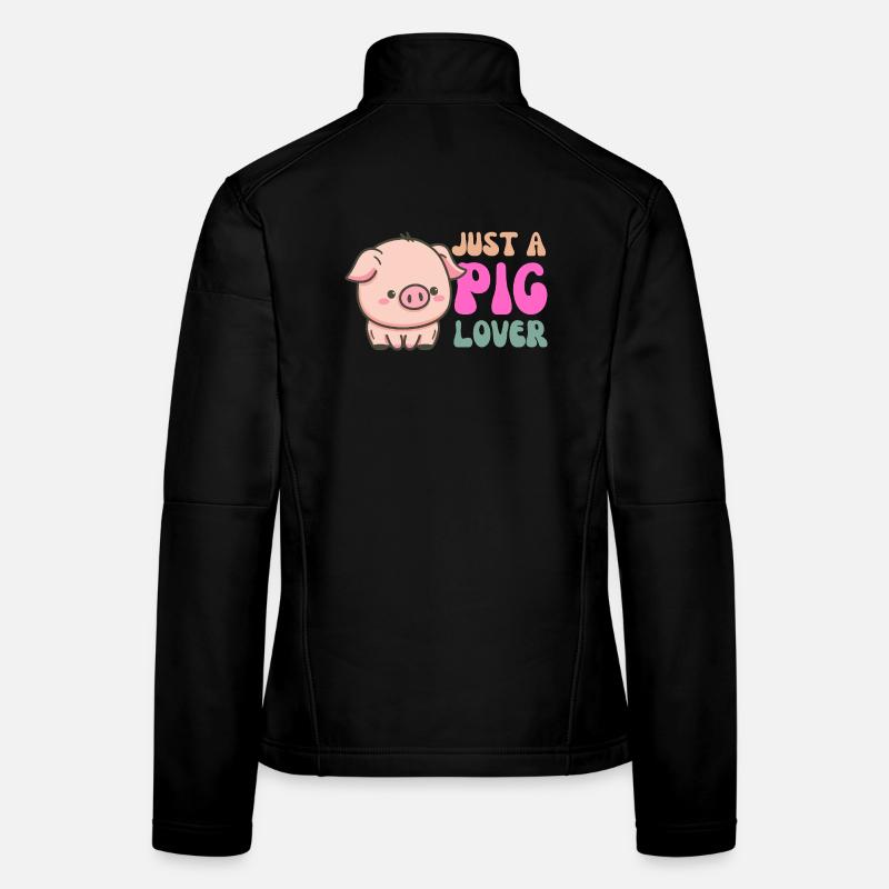 Mignon cochon amoureux illustration pour la mode Veste en tissu softshell Femme