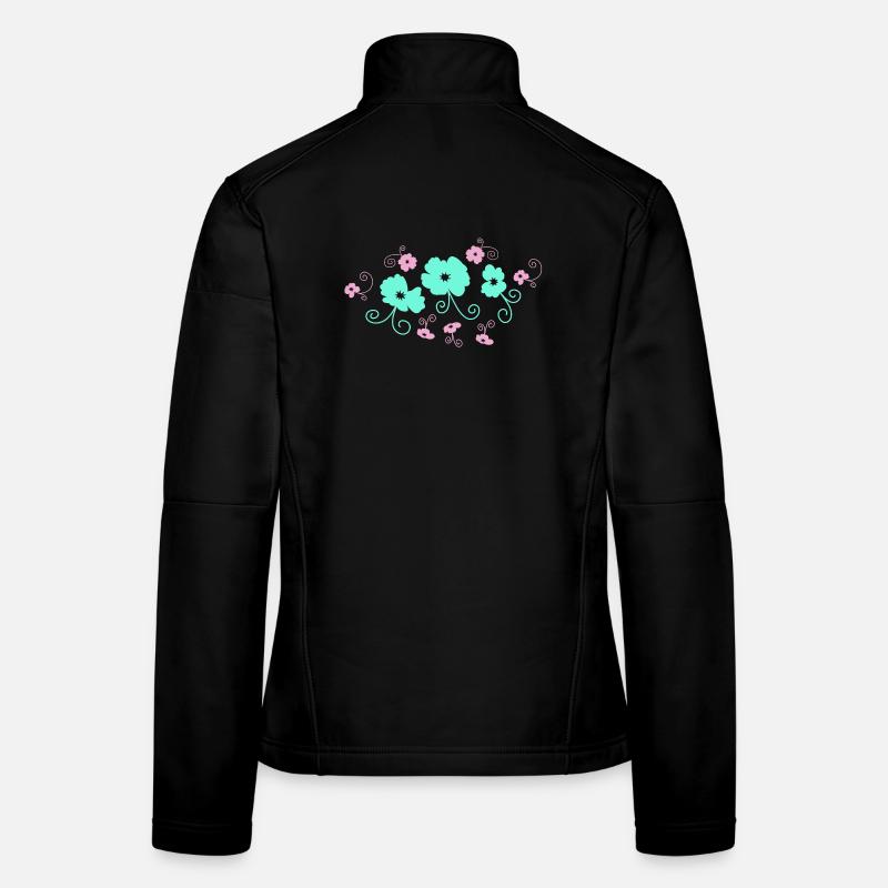 Pastelliger Blütenzauber - Frauen Softshelljacke - Schwarz