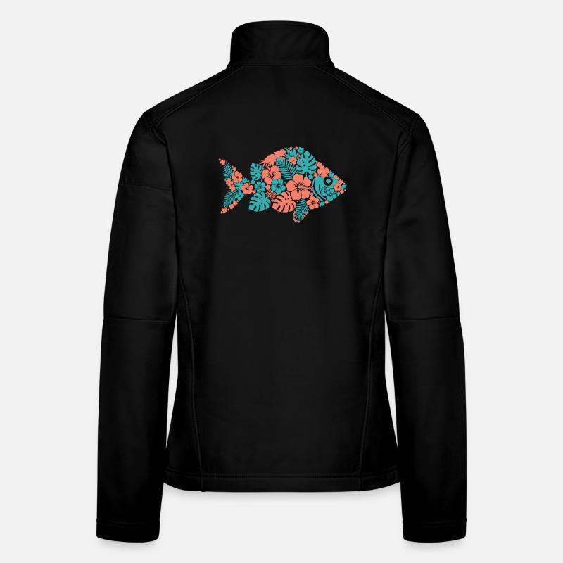 Tropischer Blumenfisch Silhouette Frauen Softshelljacke