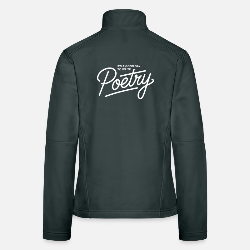 Poetry Script on Black Tee Women's Softshell Jacket