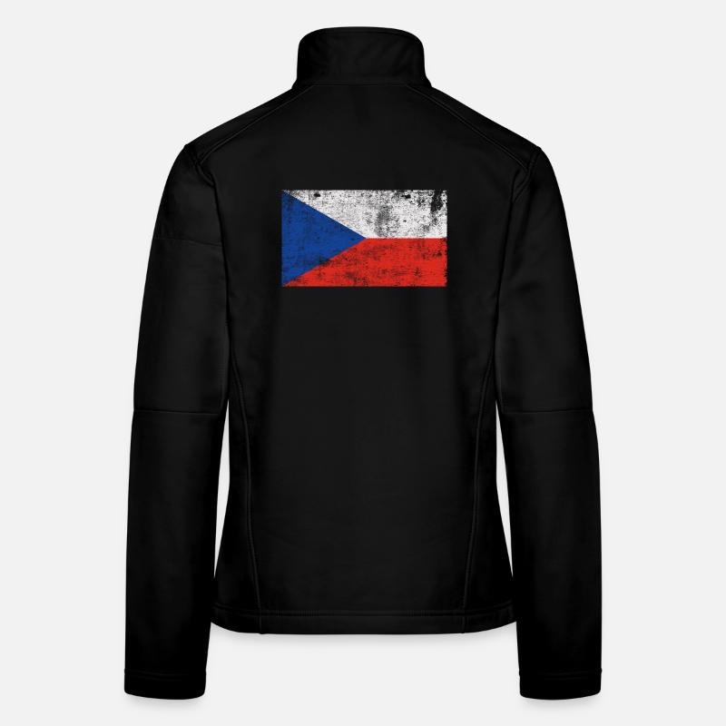 Drapeau Tchéquie Drapeau Grunge Retro Vintage Veste en tissu softshell Femme