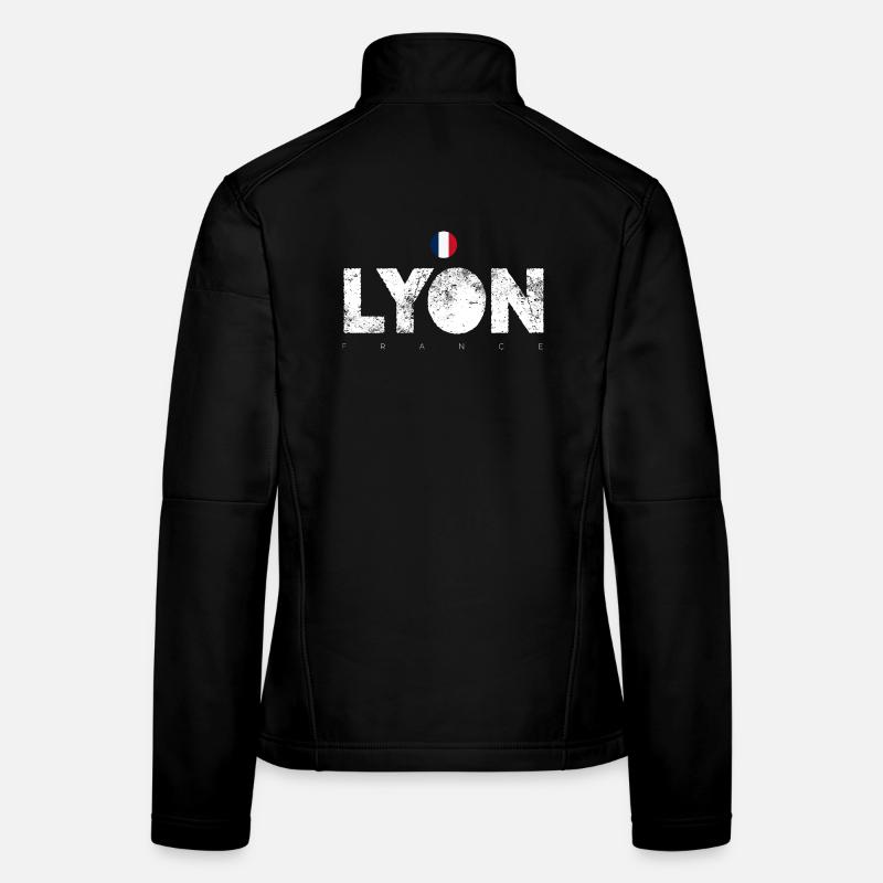 Lyon Bold Text with French Flag Women's Softshell Jacket