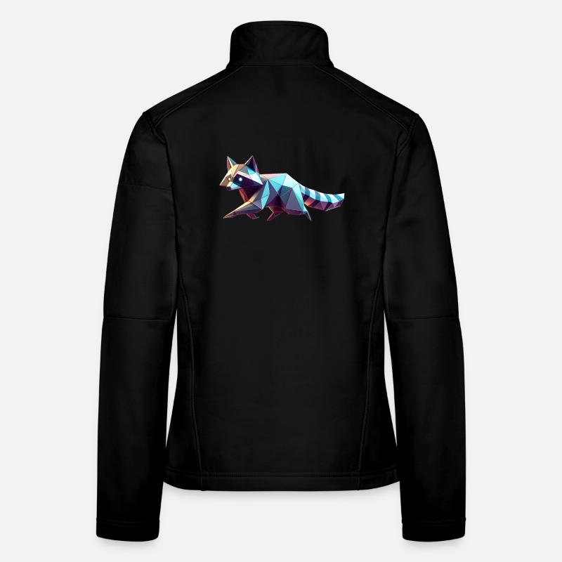 Geometrischer 3D-Origami-Waschbär - Frauen Softshelljacke - Schwarz