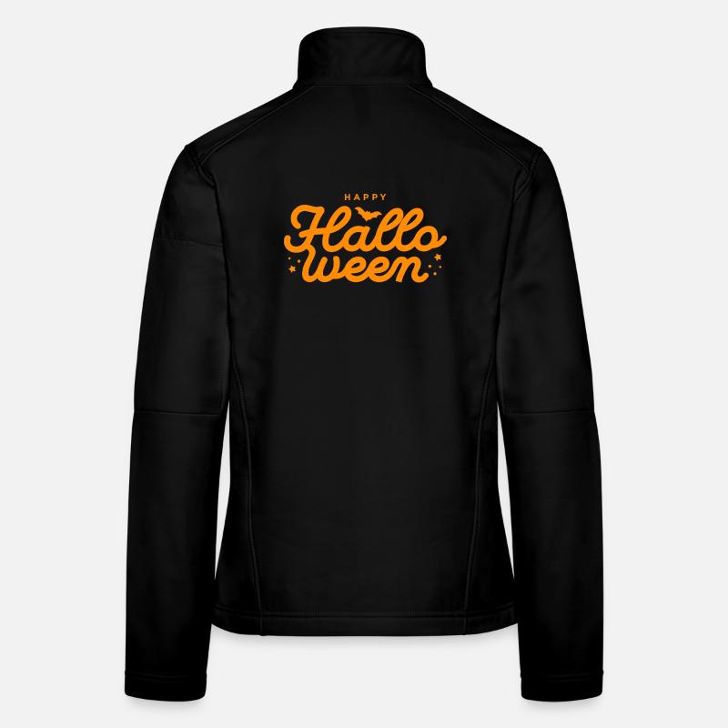 Spooky Halloween Bat and Pumpkin Design Women's Softshell Jacket