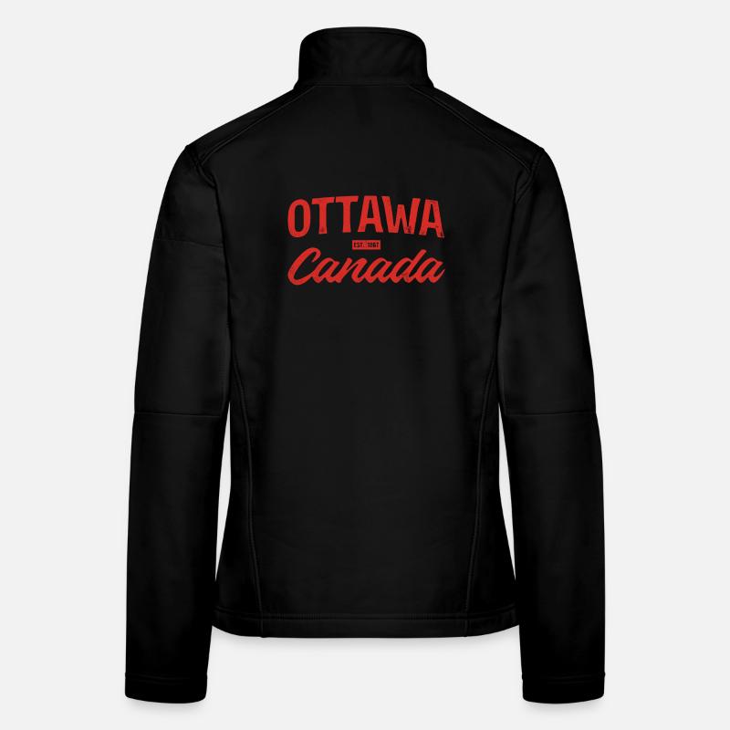 Ottawa Kanada Retro Script Rot Frauen Softshelljacke