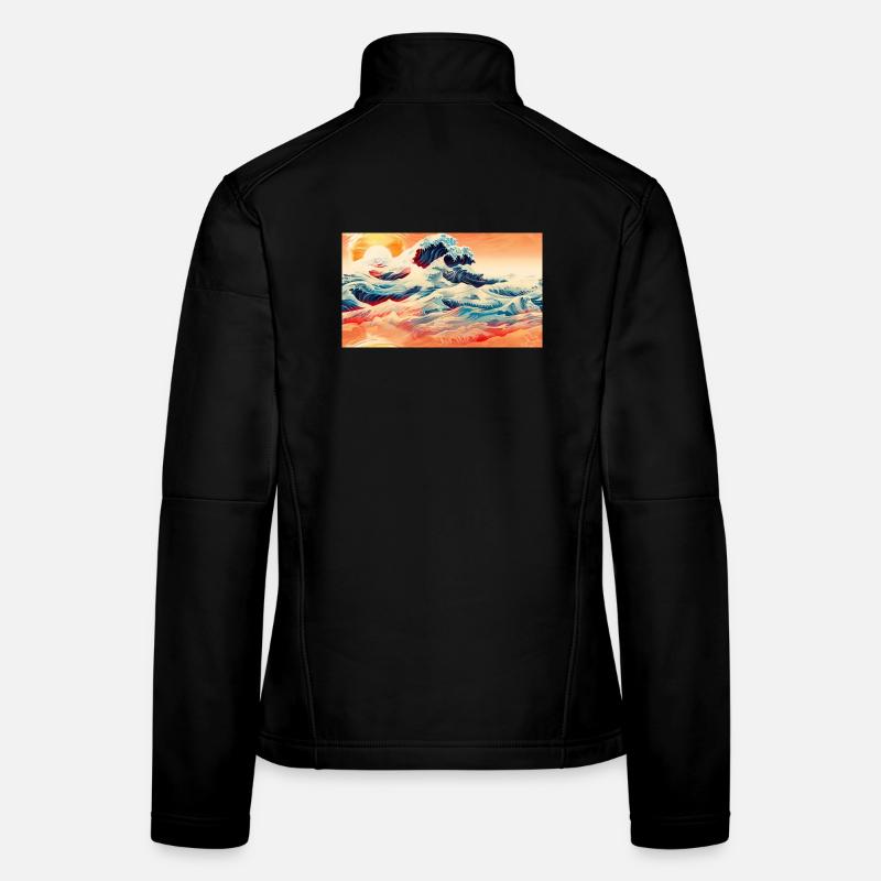 Vagues du coucher de soleil à Ukiyoe Veste en tissu softshell Femme