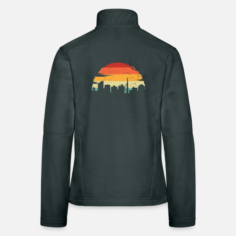 Sunset Skyline Rétro Dégradé Veste en tissu softshell Femme