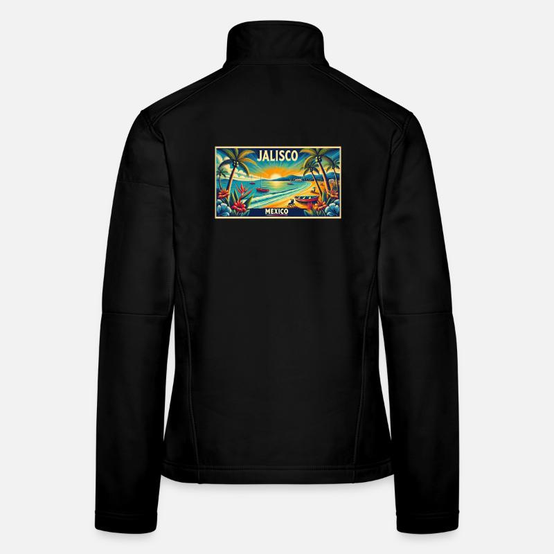 Design de palmier de plage Jalisco Mexico Veste en tissu softshell Femme