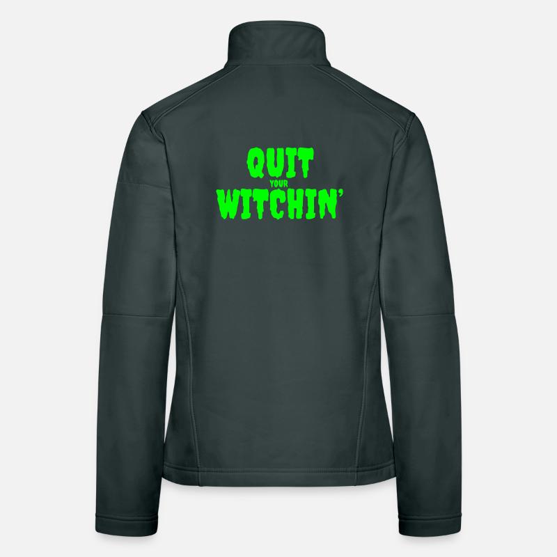 Spooky Green Witching Quit Design Women's Softshell Jacket