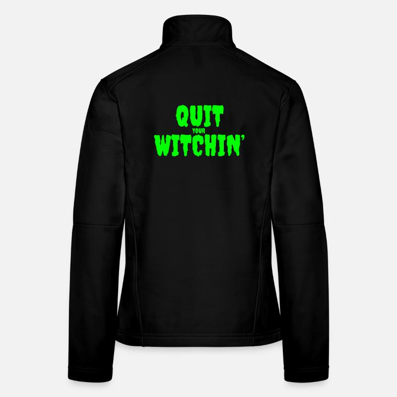 Spooky Green Witching Quit Design Frauen Softshelljacke