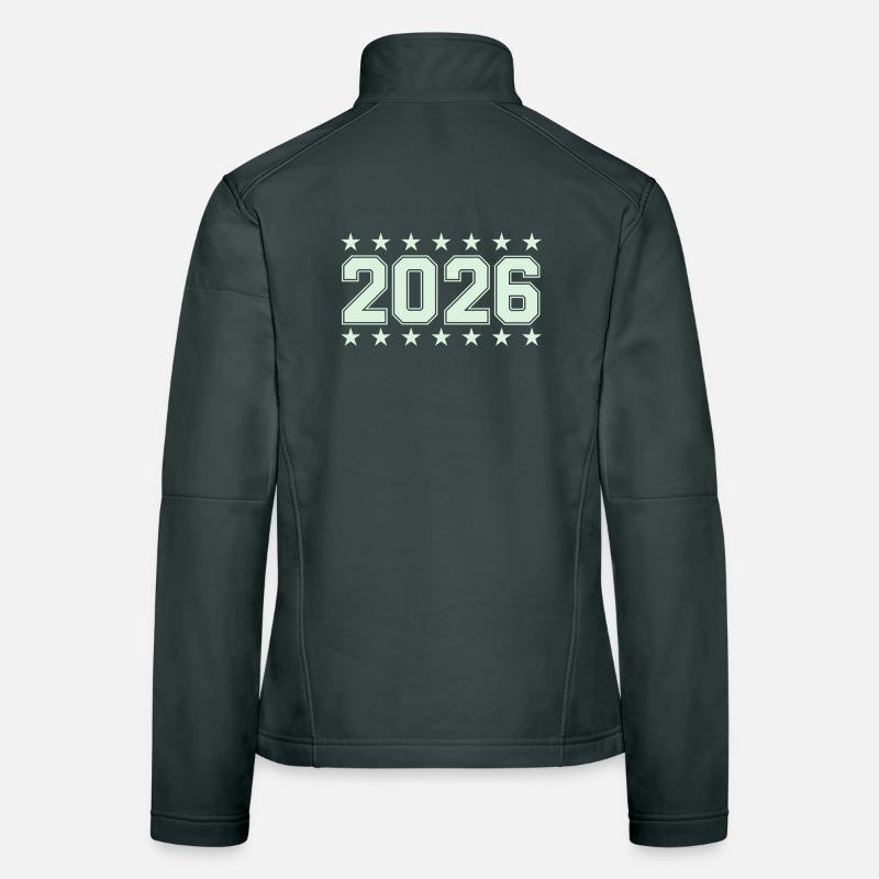 2026 Retro Block Font with Stars Women's Softshell Jacket