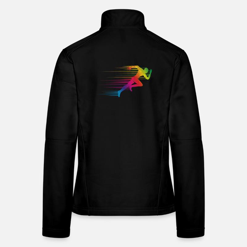 dynamisches Motiv eines Läufers beim Sprinten Frauen Softshelljacke