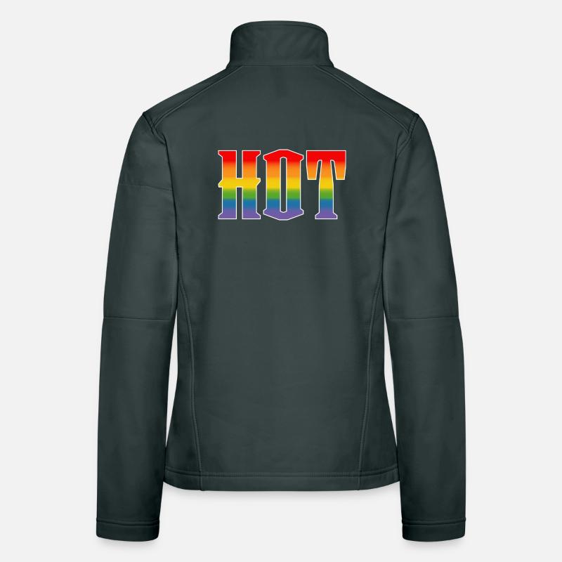 Rainbow text Hot LGBT lgbtqi queer Women's Softshell Jacket